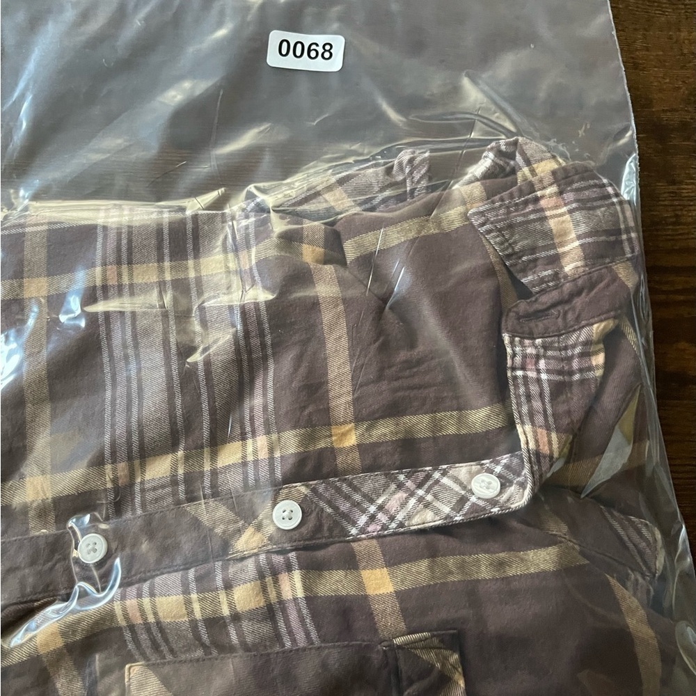 Aerie neutral brown plaid lightweight oversized relaxed fit flannel small - Picture 9 of 9